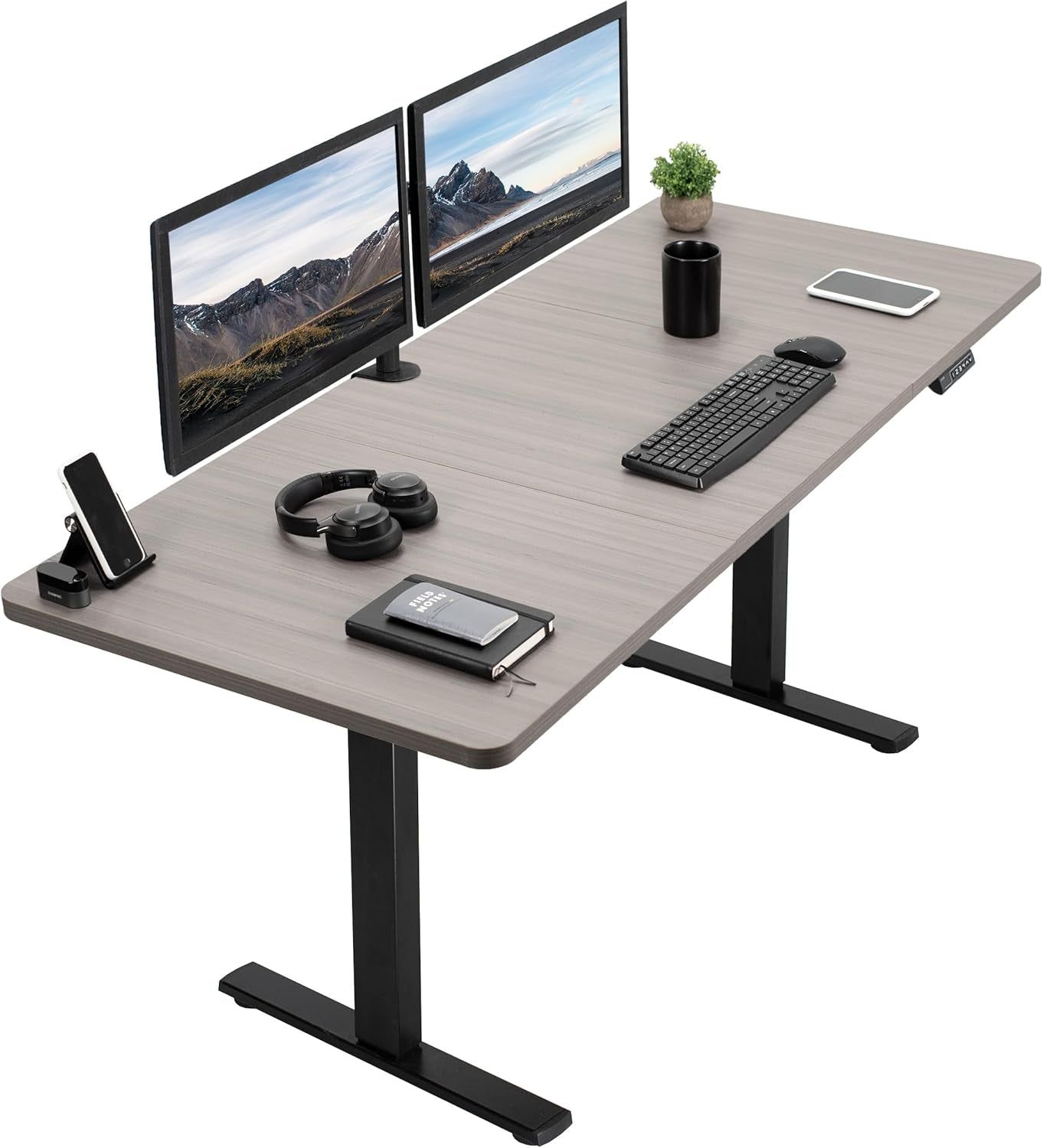 Electric 71 X 30 in Standing Desk, Memory Height Adjustment, 1B Series, Dark Gray Top Black Frame, DESK-KIT-1B7G