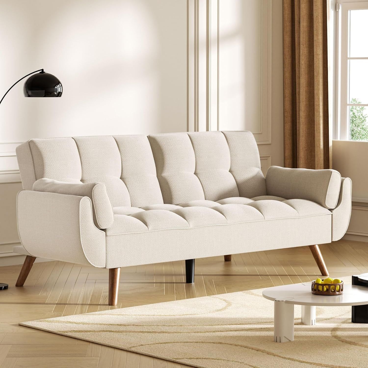 Convertible Sleeper Sofa Bed for Small Spaces Beige