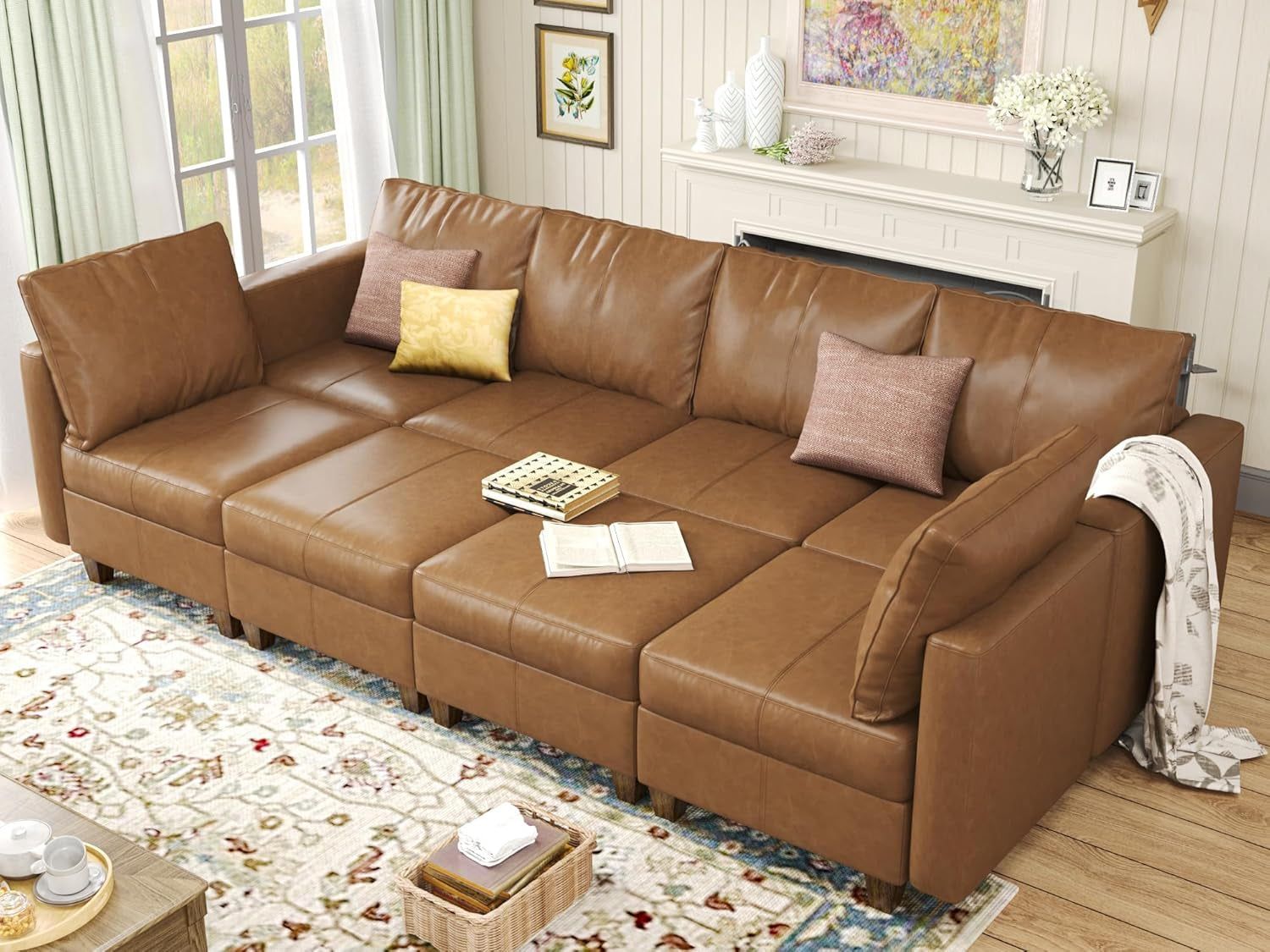 Faux Leather Sectional Sofa Bed With Storage Convenience