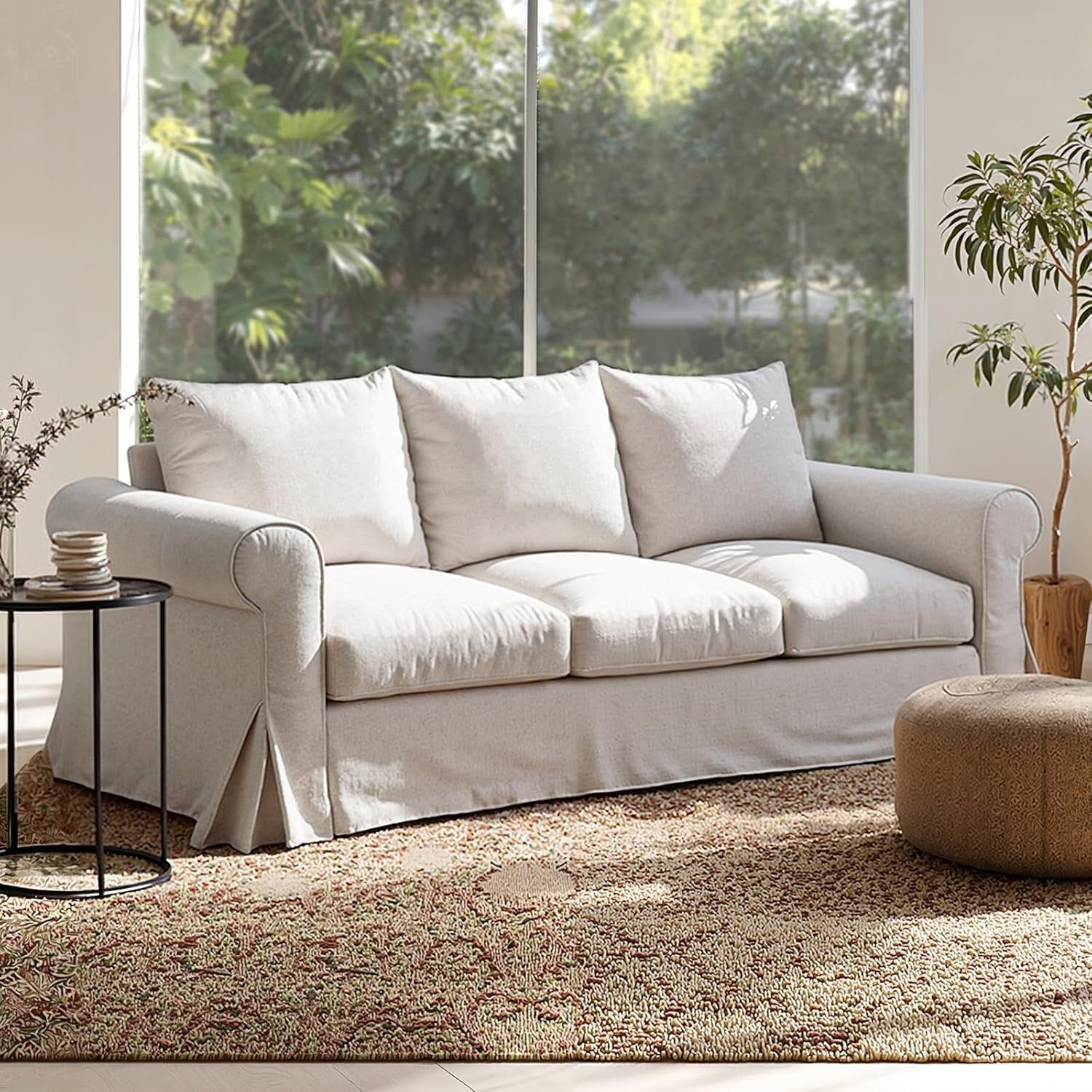 Scandinavian 89 Inch Three Seater Couch for Apartments