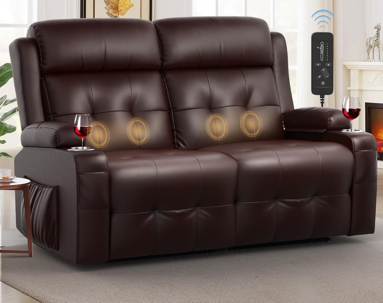 Oversized Recliner Loveseat with Cup Holders and Storage