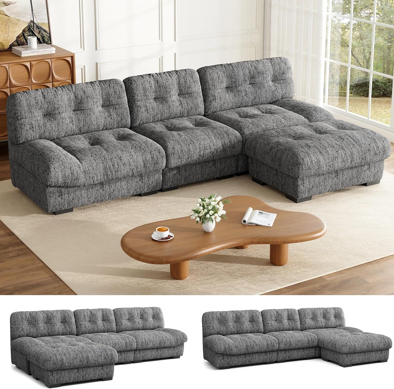 Comfy Modular Sectional Sofa With Ottoman For Living Room
