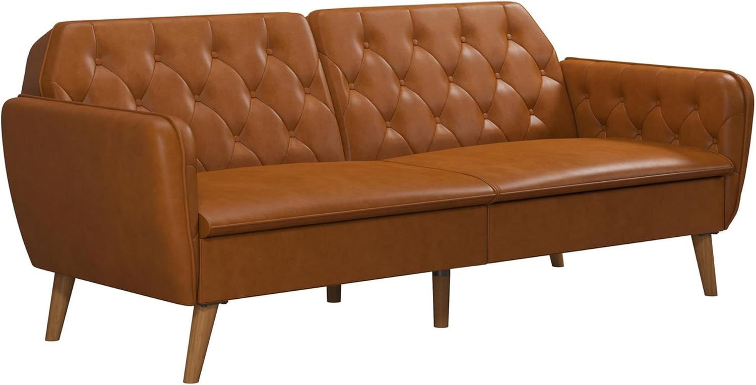 Stylish Convertible Futon Sofa Bed in Faux Leather
