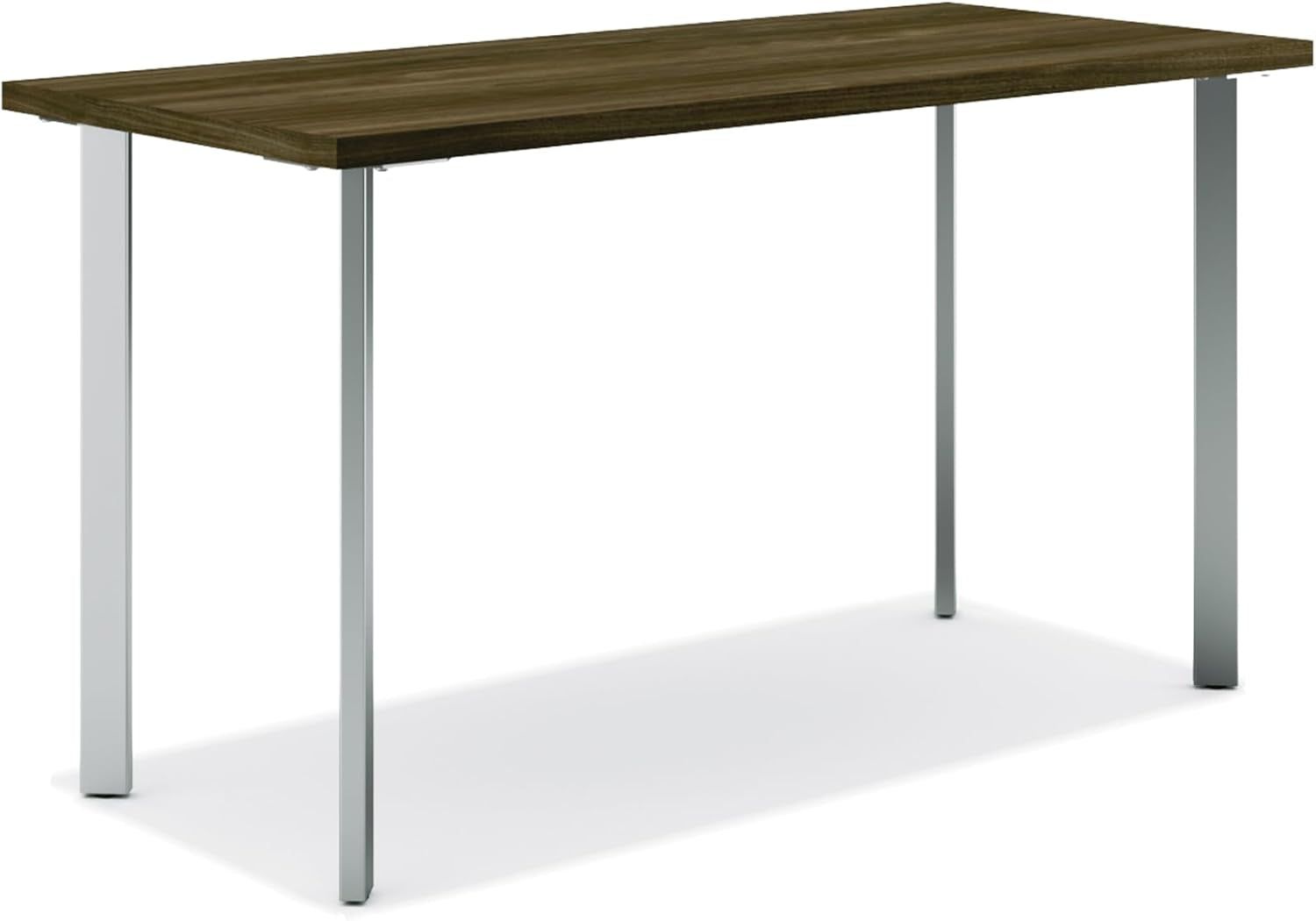 Coze Home Office Desks, Sturdy Table Computer Desk, 42&quot;, Walnut Top, Silver Base