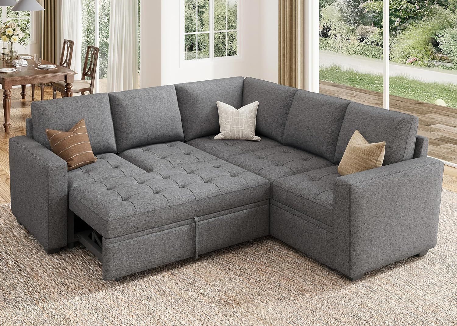 Modular Sectional Sleeper Sofa with Hidden Storage Features