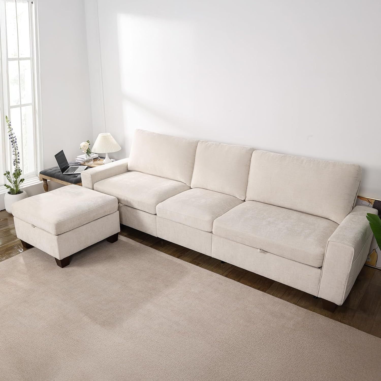 Convertible Storage Sectional Sofa with Spacious Hidden Storage