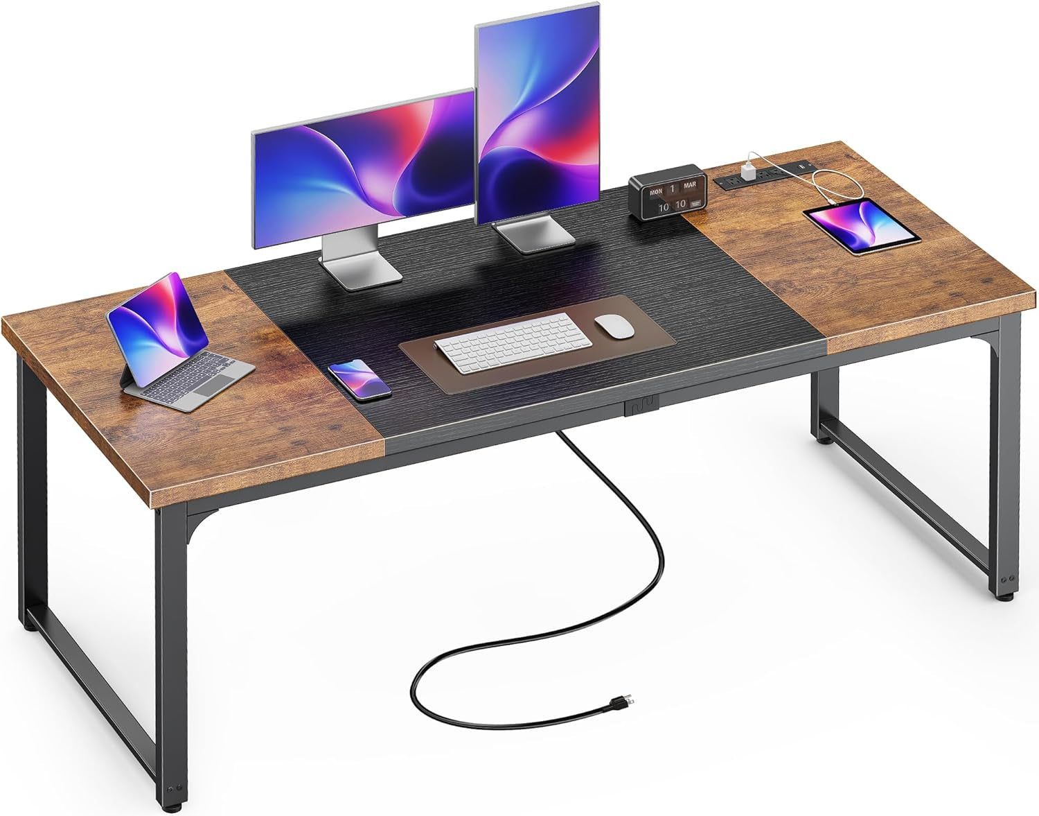 63 Inch Computer Desk With Power Outlets And USB