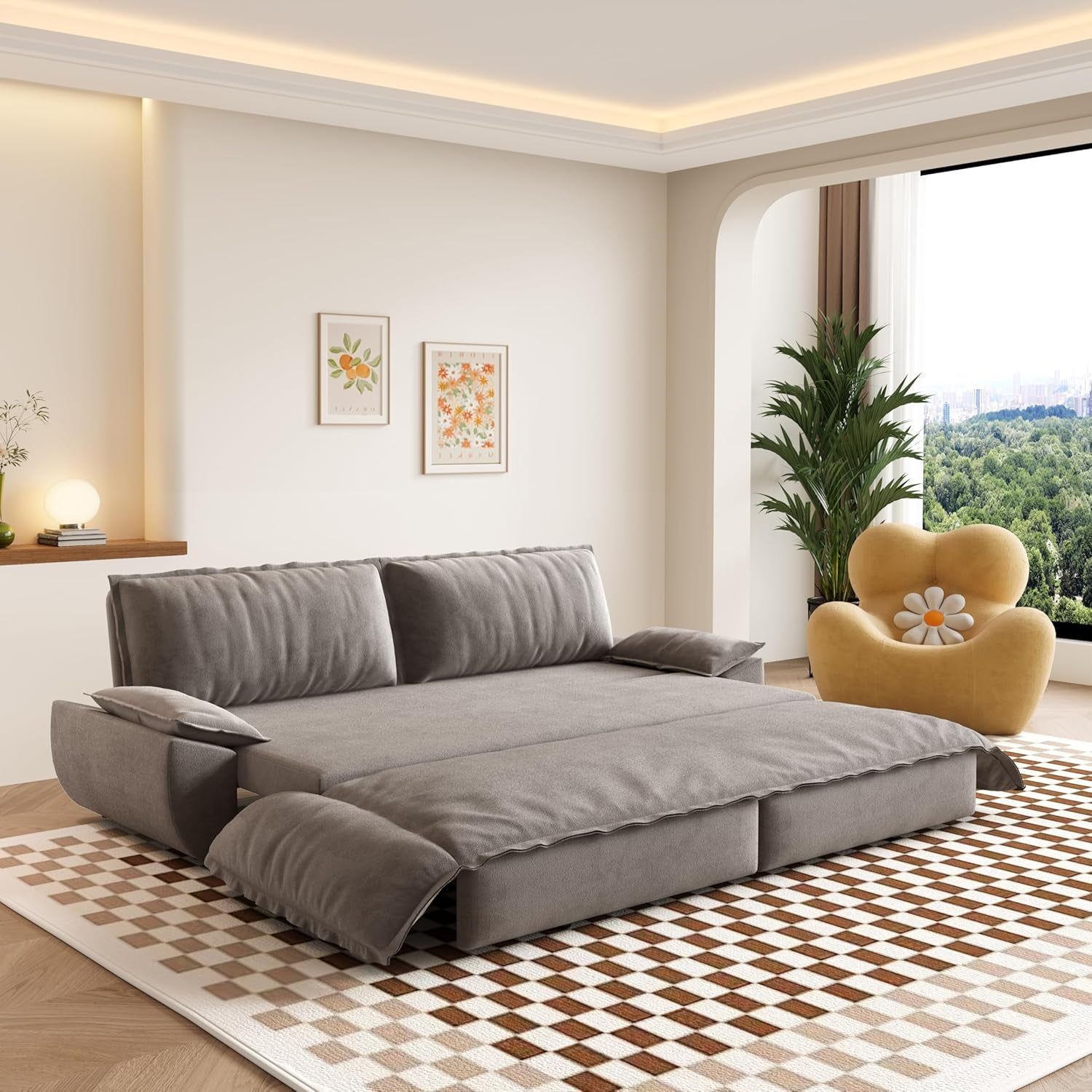 Queen Size Convertible Sofa Bed with Soft Cushions