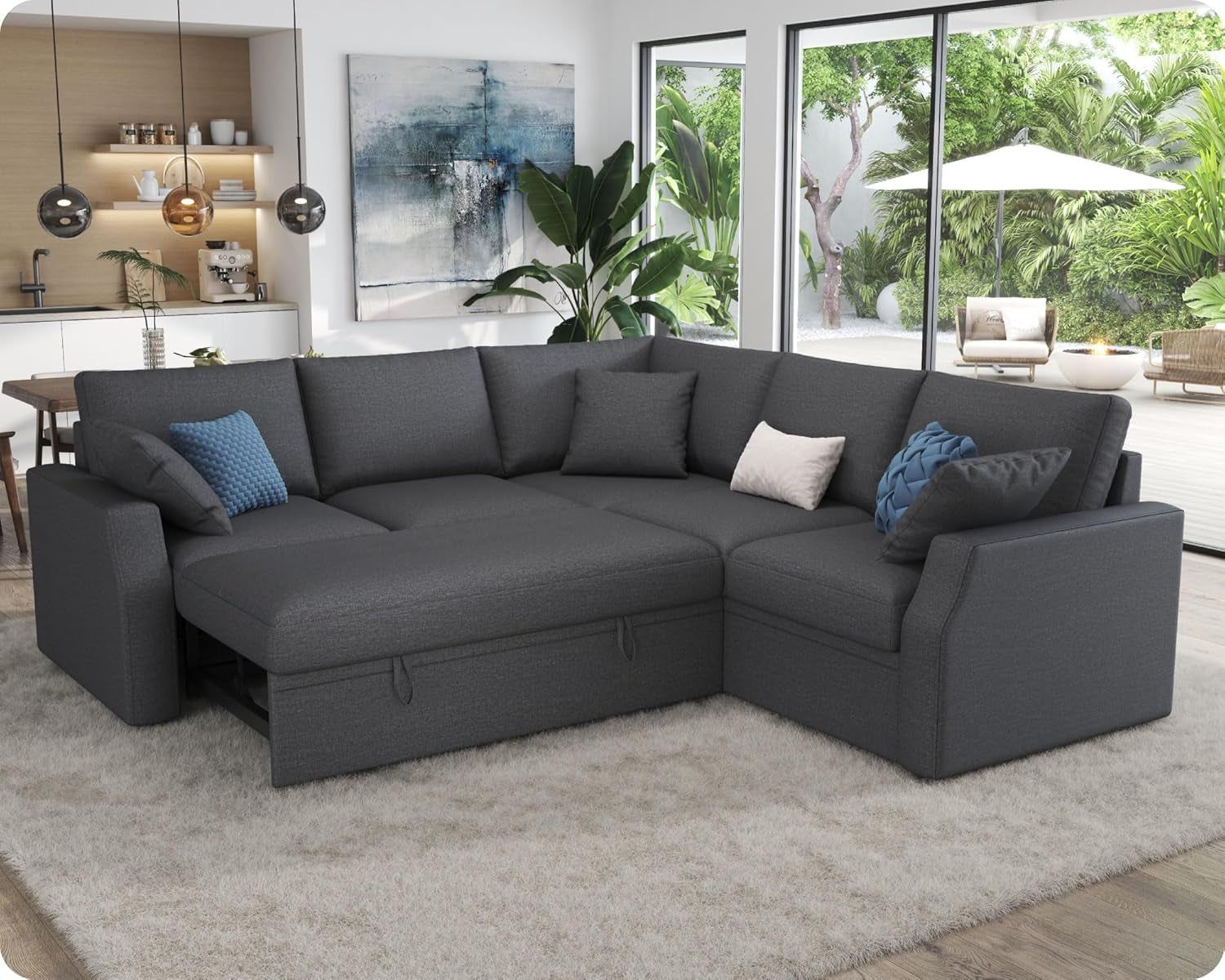 L Shaped Sleeper Sofa Bed with Storage for Comfort