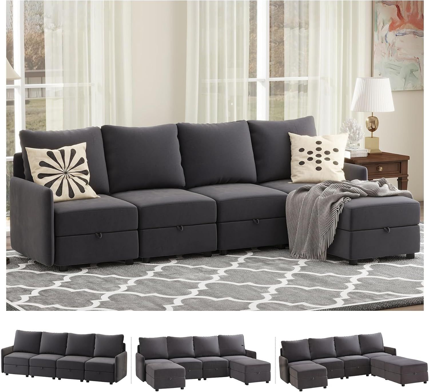 Convertible Modular Sectional Sofa with Memory Foam Comfort