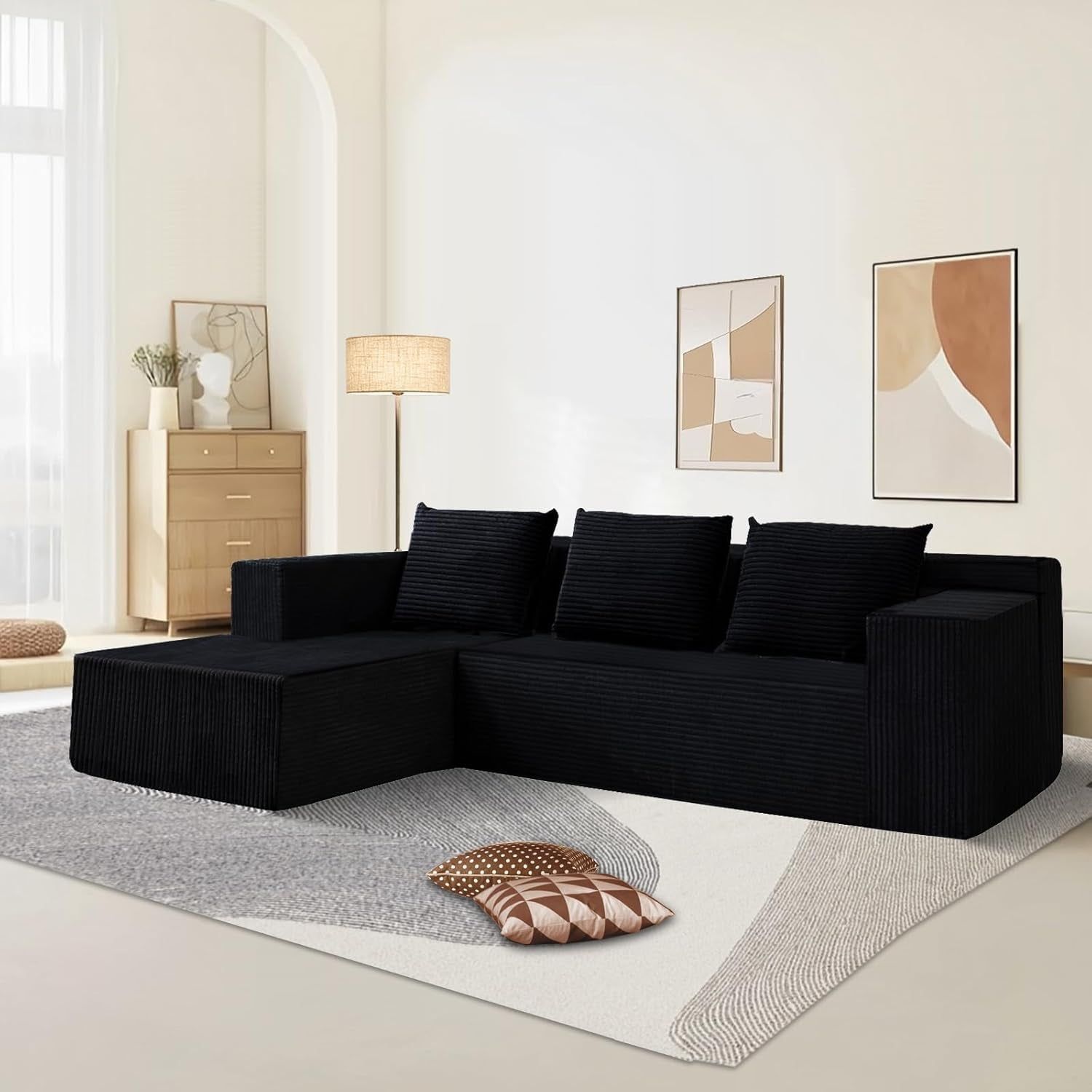 Modern L-Shape Modular Sofa with Deep Seat Comfort