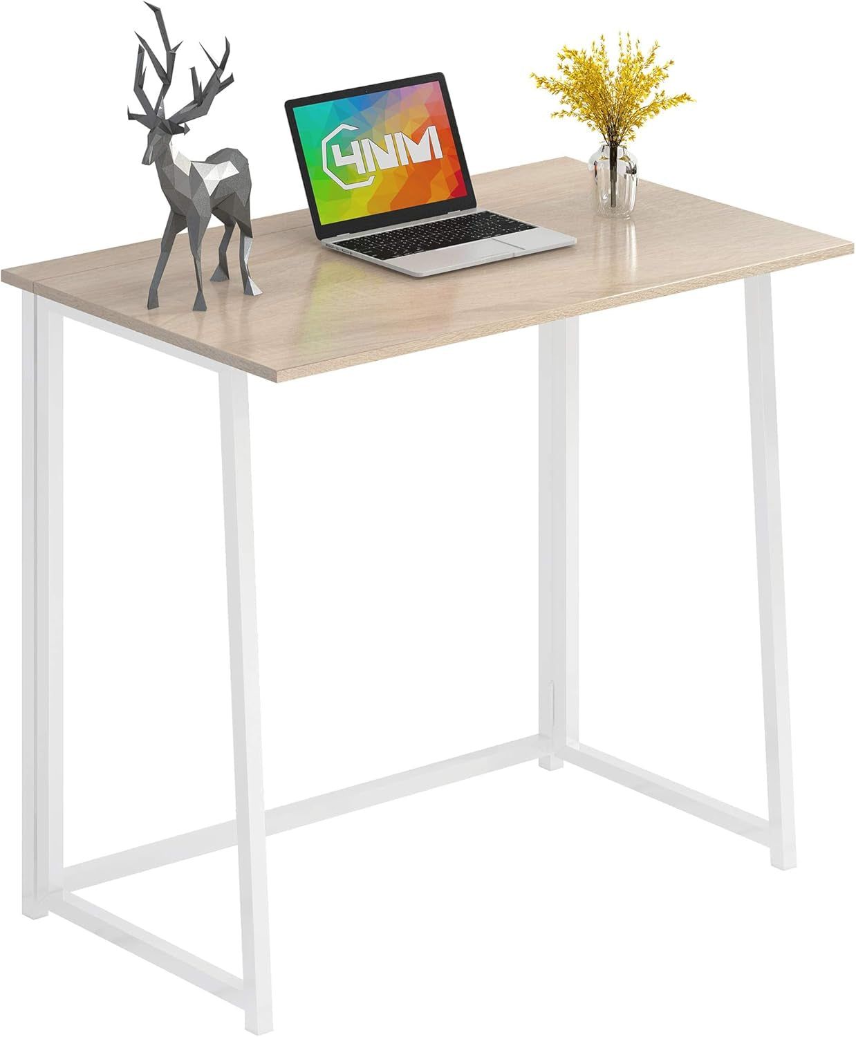 31.5&quot; Folding Desk, Simple Assembly Computer Desk Study Writing Table for Small Space Offices/Home - Natural and White