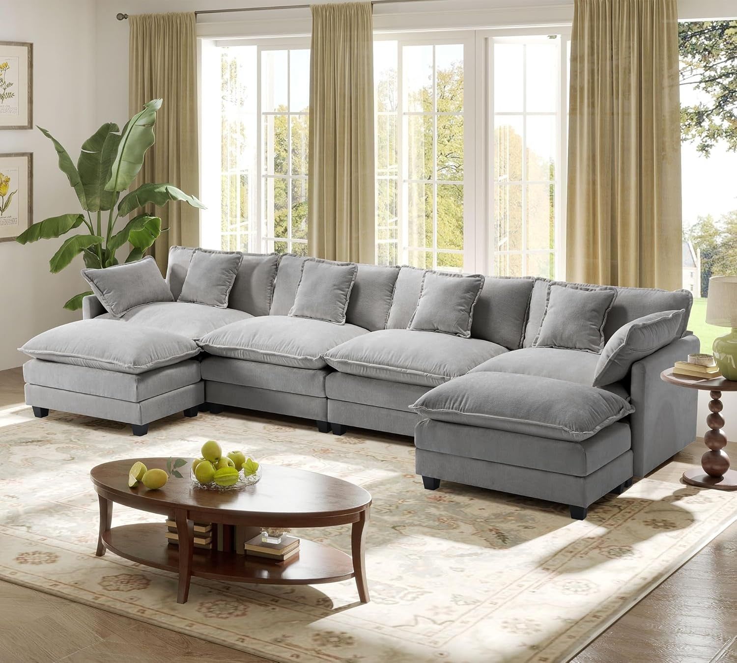 Modular U Shaped Sectional Sofa with Comfy Pillows