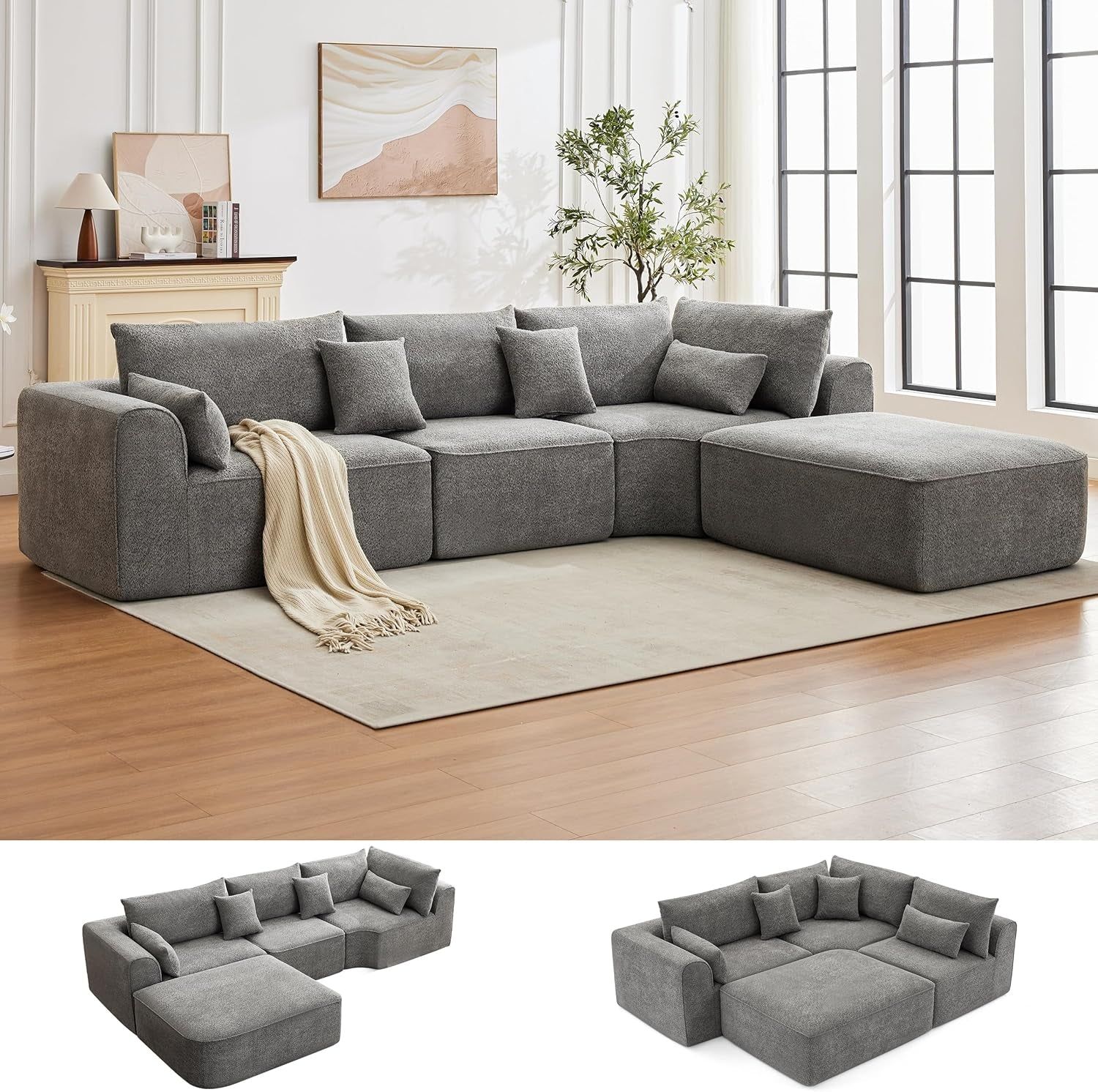 Oversized Modular Sectional Sofa with Memory Foam Comfort