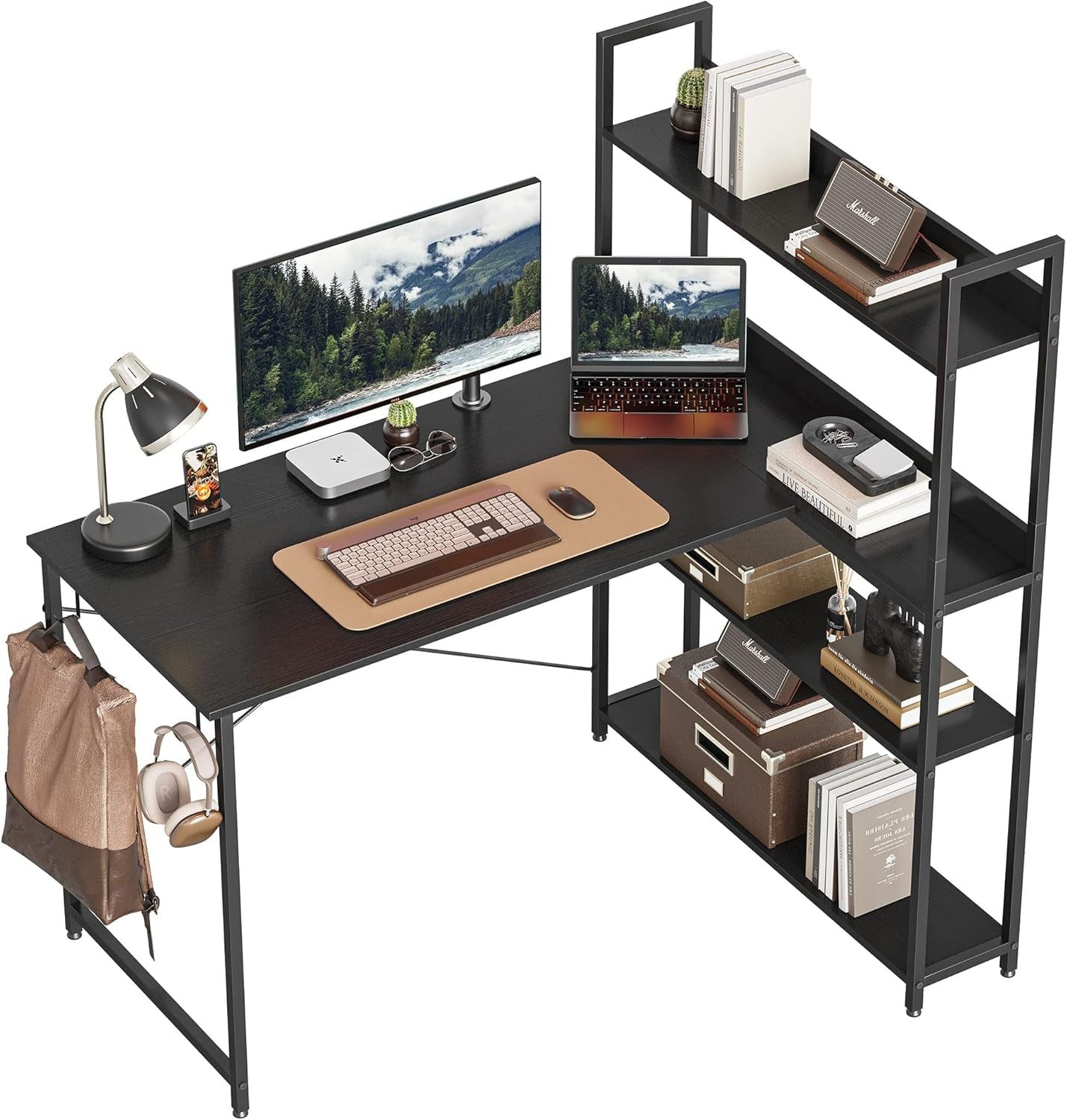 Reversible Small L Shaped Computer Desk with Storage