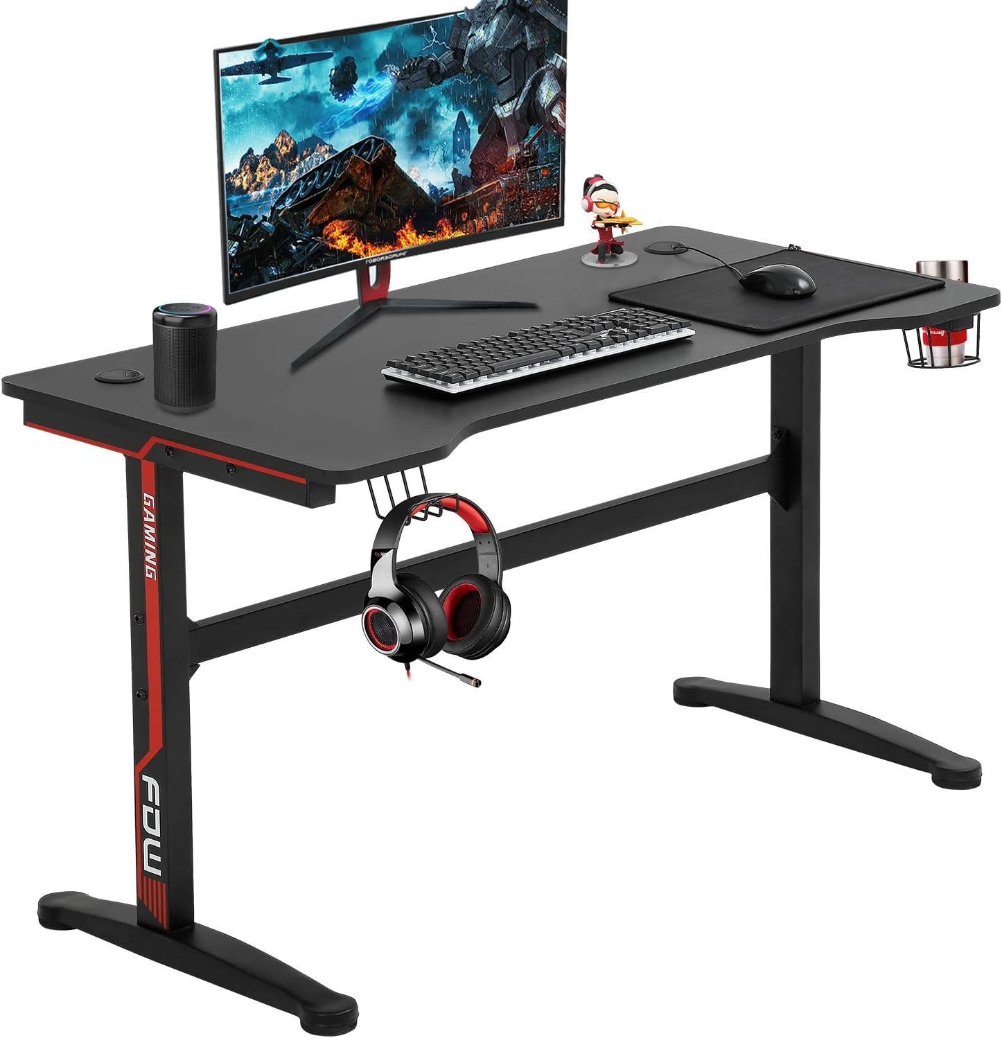 Extra Large Ergonomic Gaming Desk with Cup Holder