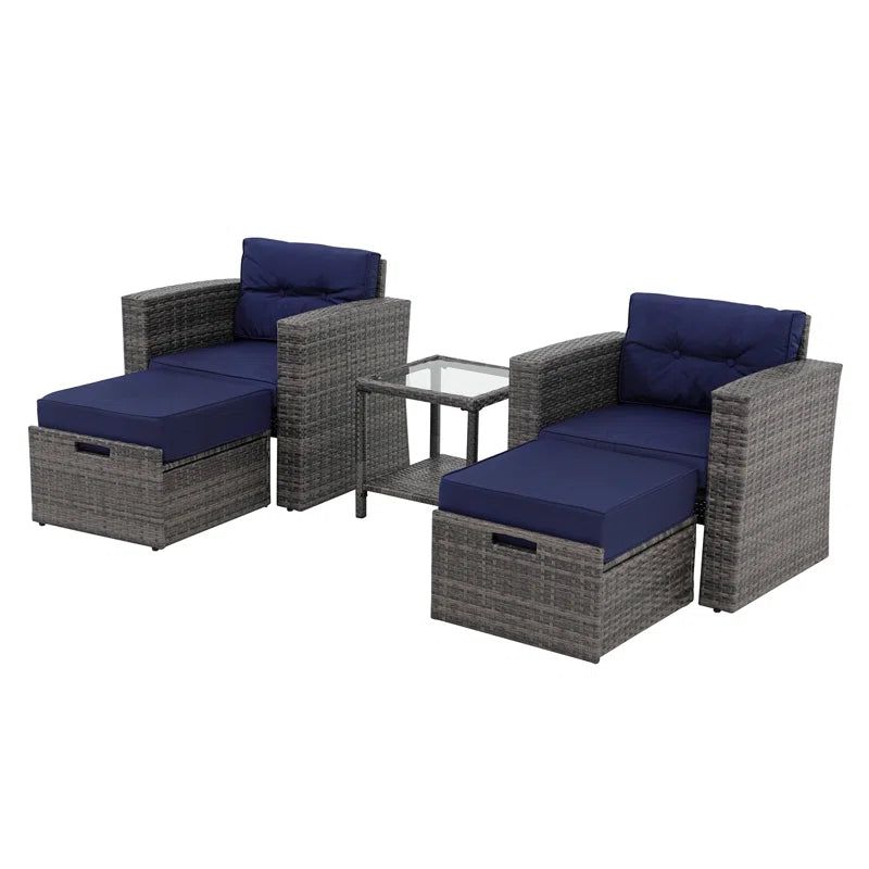 Two Person Wicker Patio Conversation Set Cushions Included