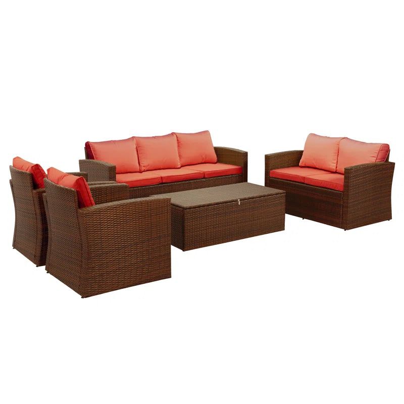 Outdoor Wicker Seating Group With Cushions And Storage