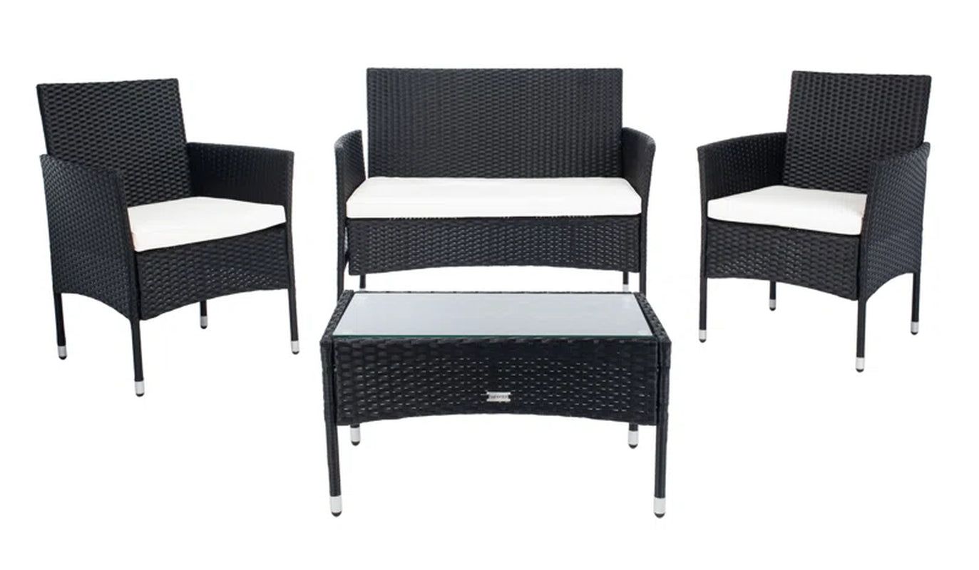 Elegant Rattan Outdoor Glass Top Patio Set Cushions