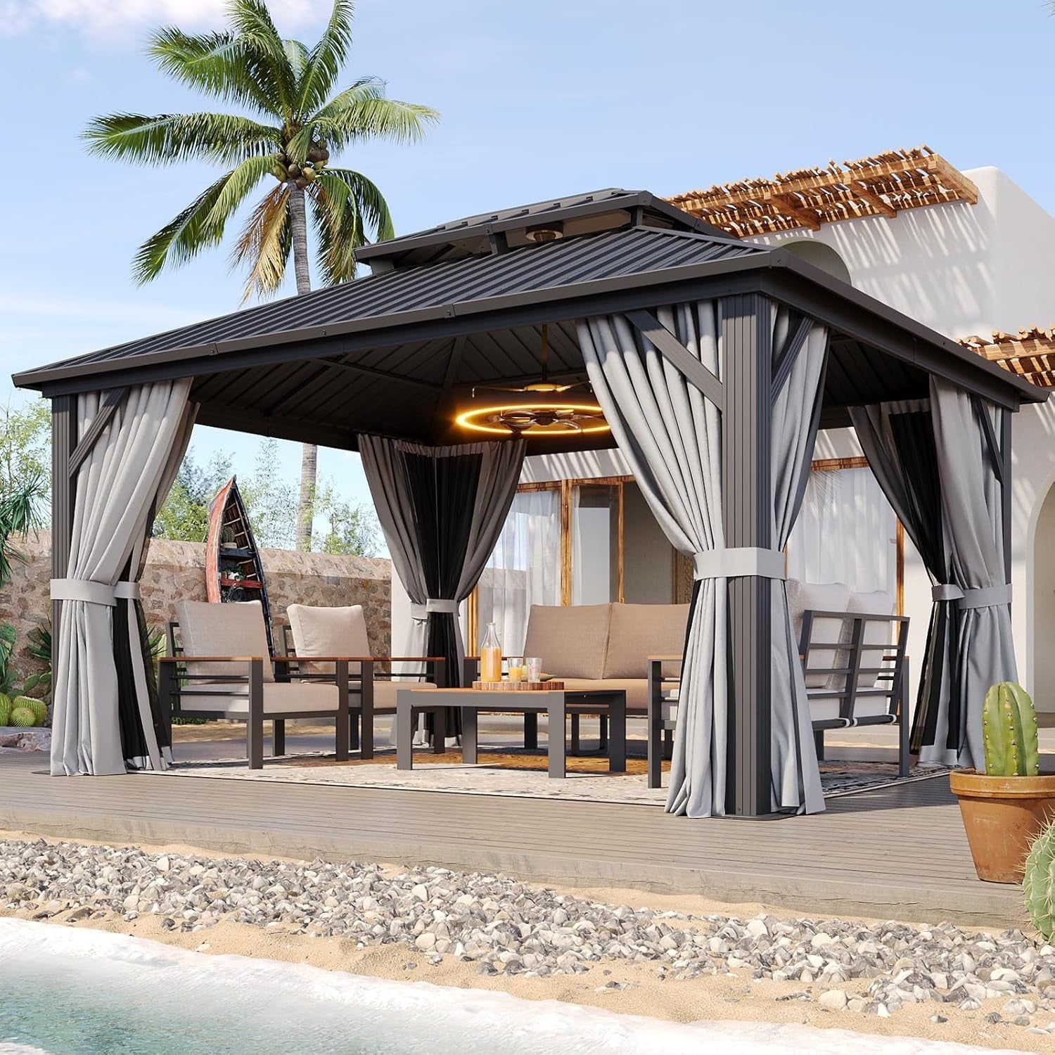 Hardtop Gazebo 10x12 PrivacyCurtainNetting Outdoor