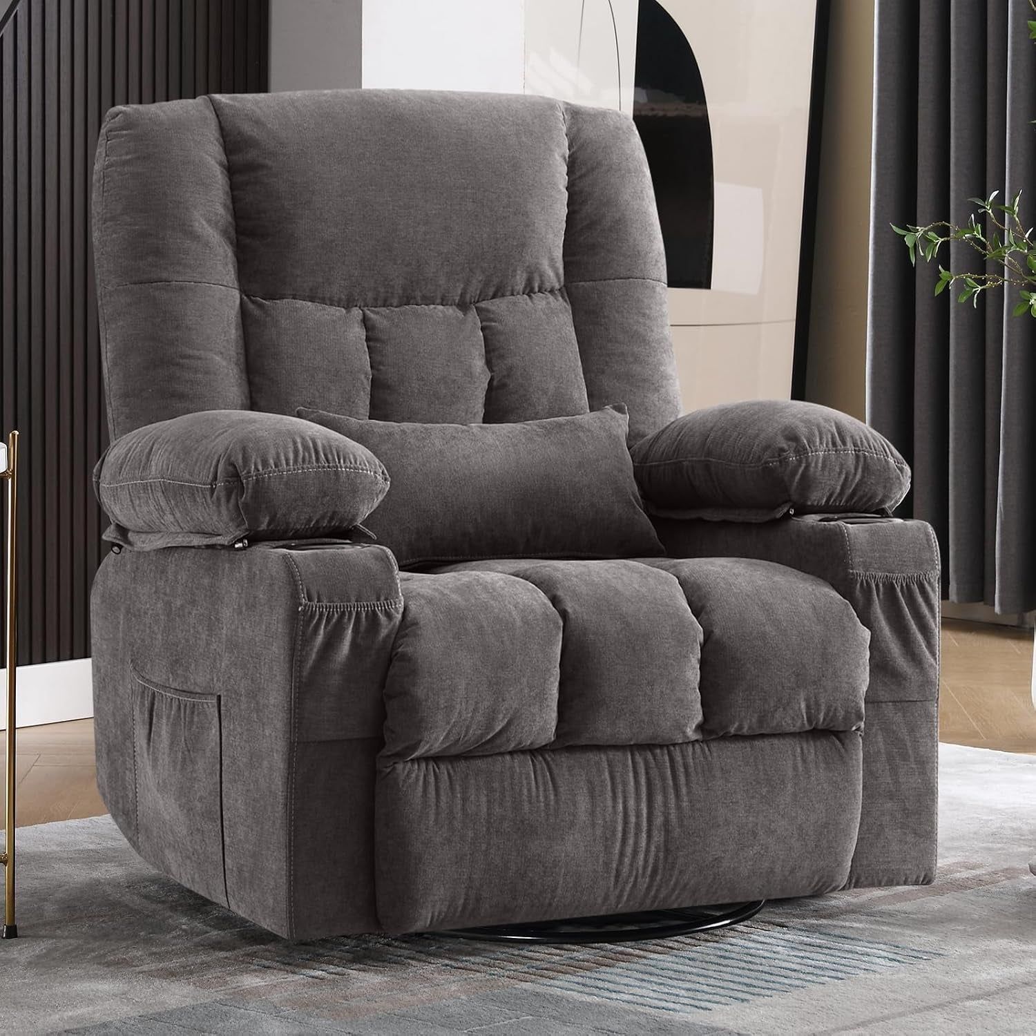 Ergonomic Vibration Massage Swivel Rocker Recliner Chair