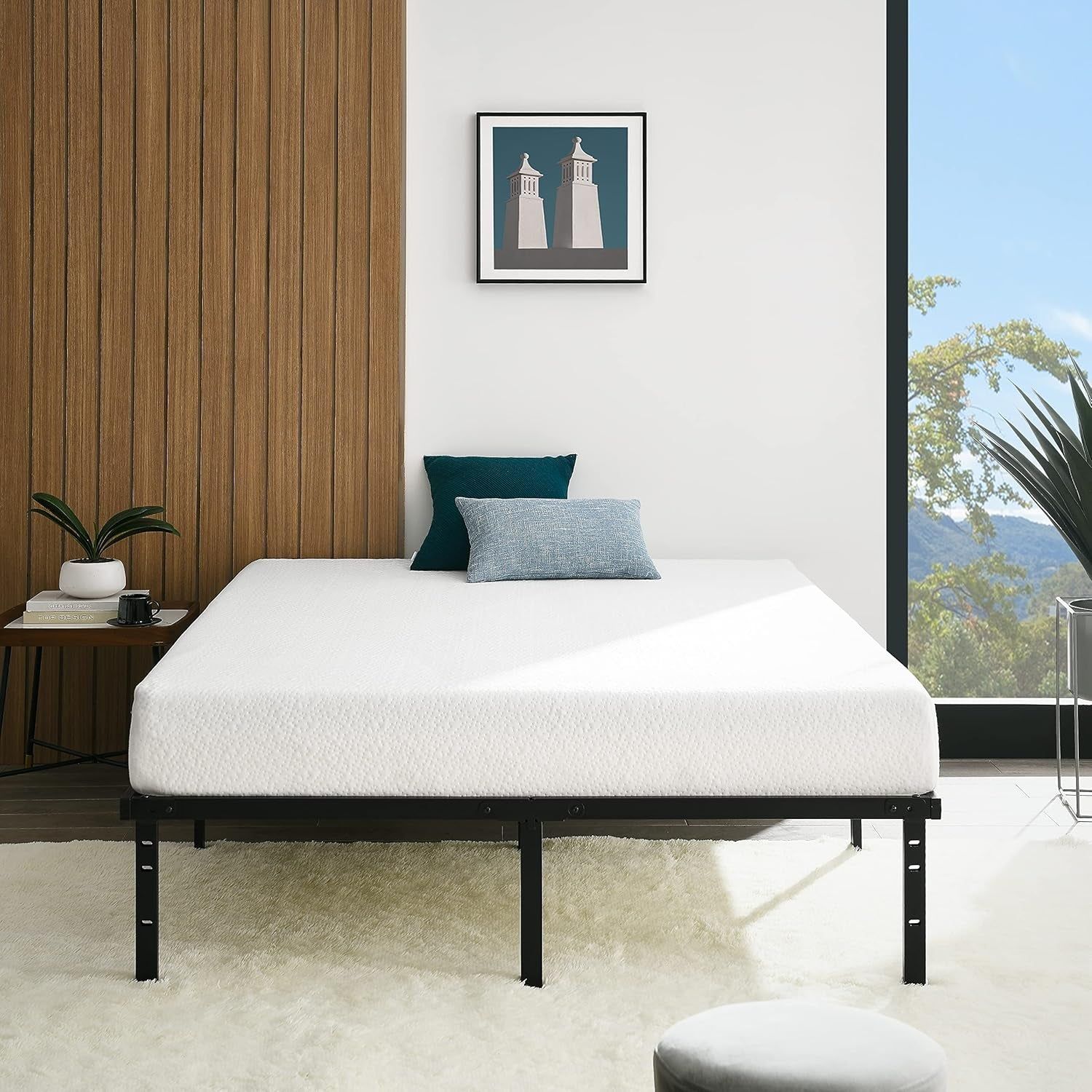 Full Platform Bed Frame With Storage Noiseless Heavy Duty
