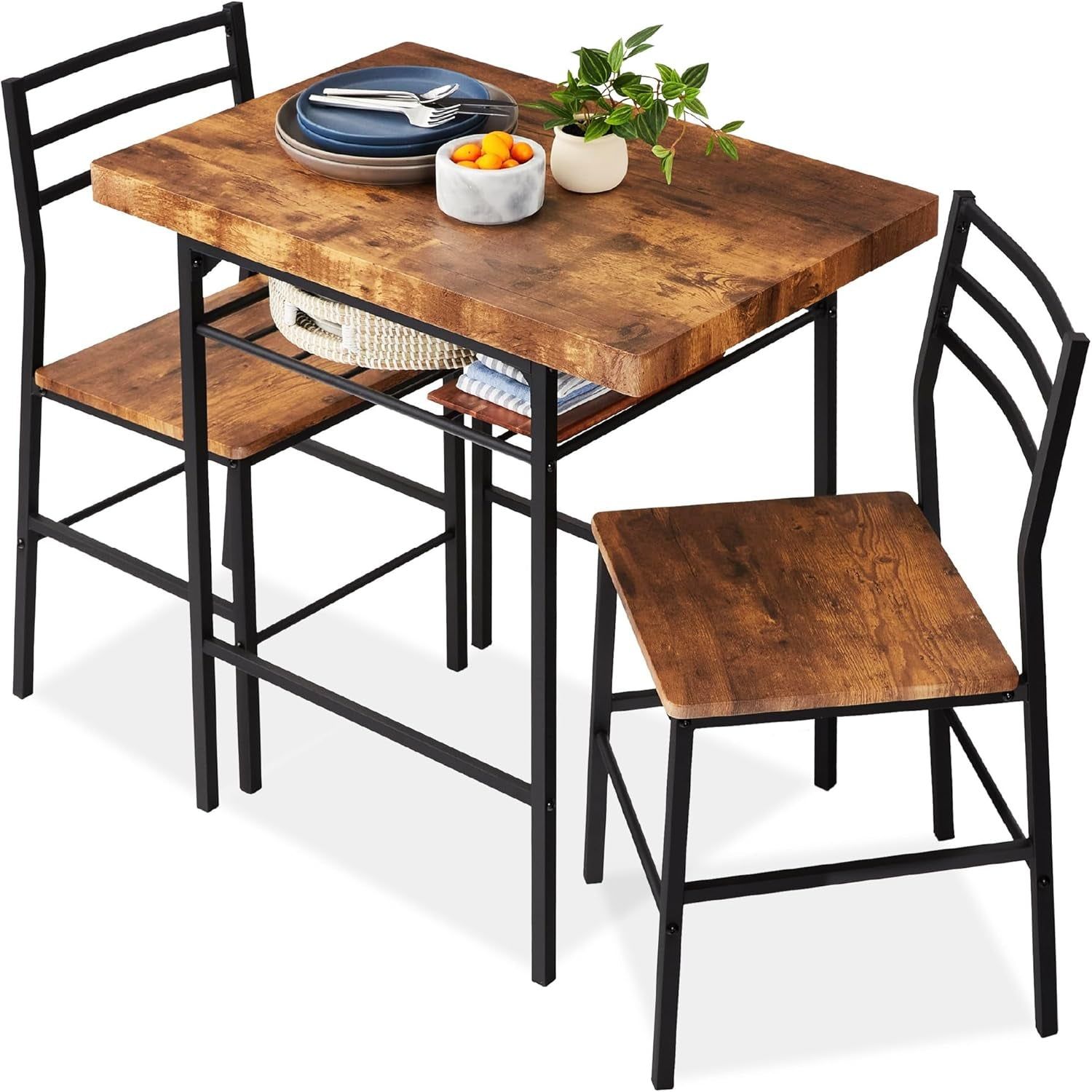 Three Piece Contemporary Dining ChocolateBrown SpaceSaving Set