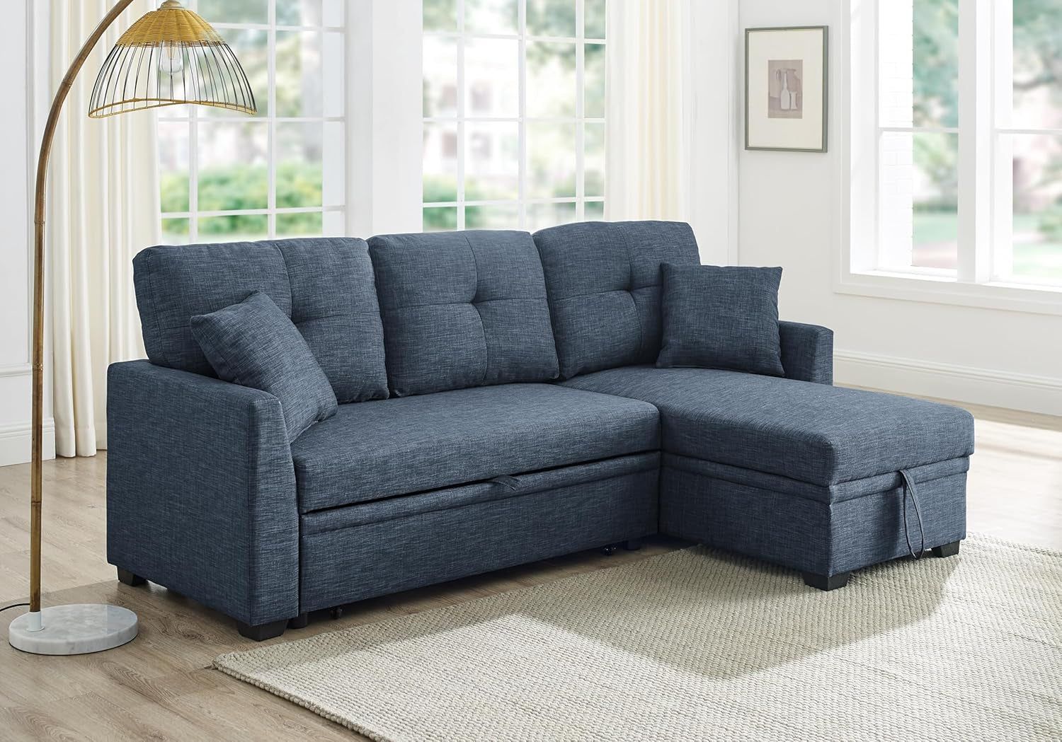 83Inch Sleeper LShaped SofaBedPro With Storage Chaise