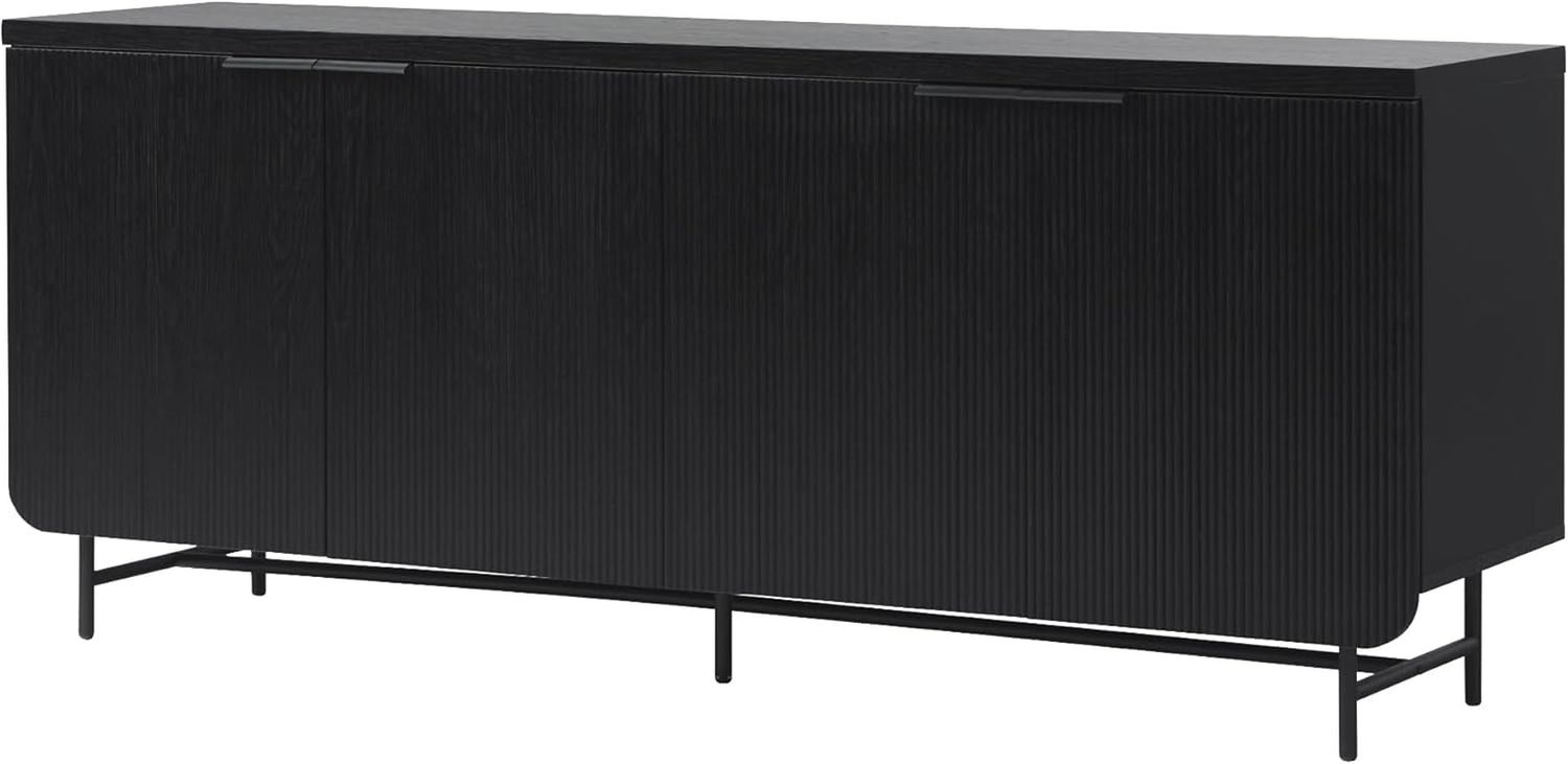 Reema Fluted FourDoor Sideboard Storage Cabinets Black