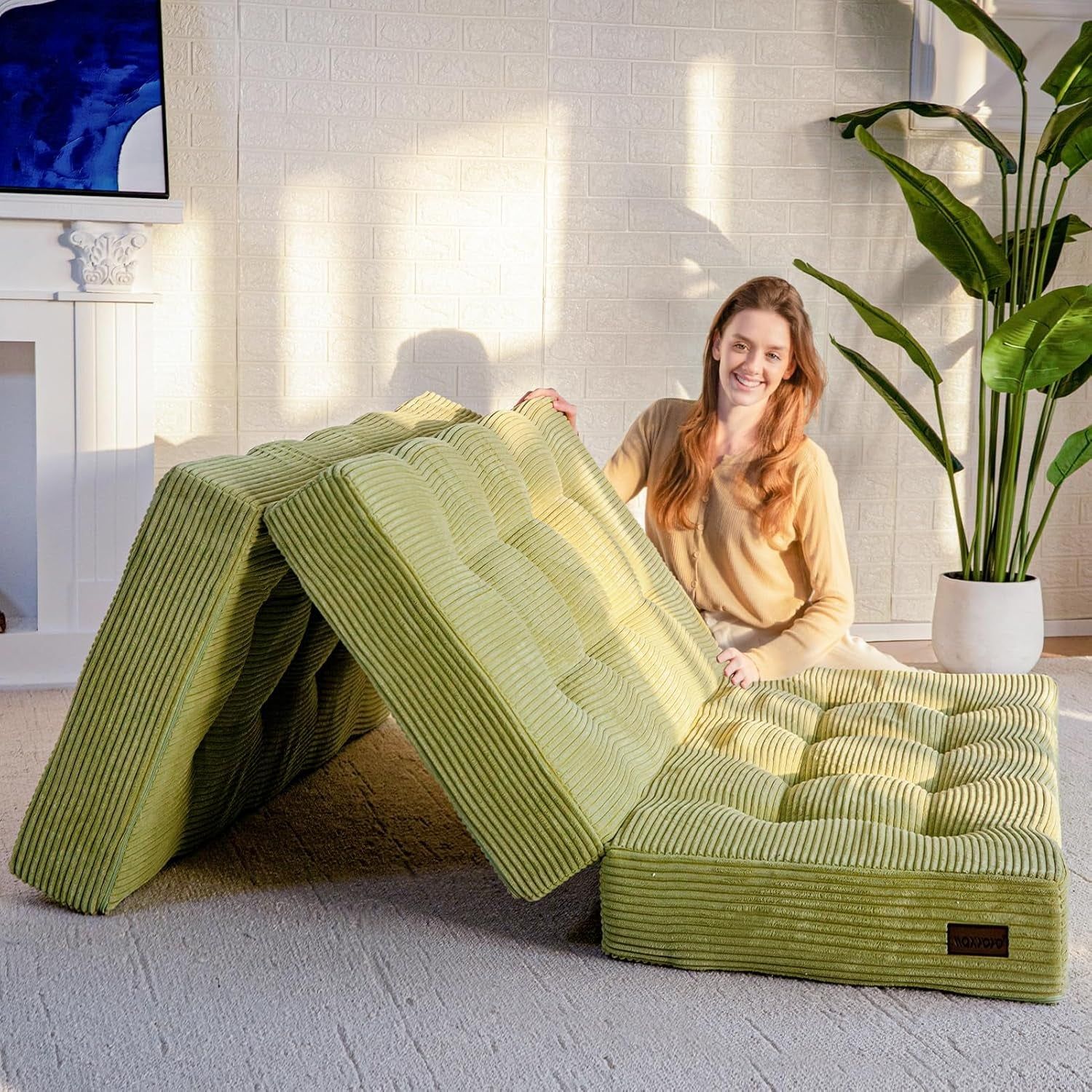 Green Foldable Foam Mattress 53x75 Portable Sleeper