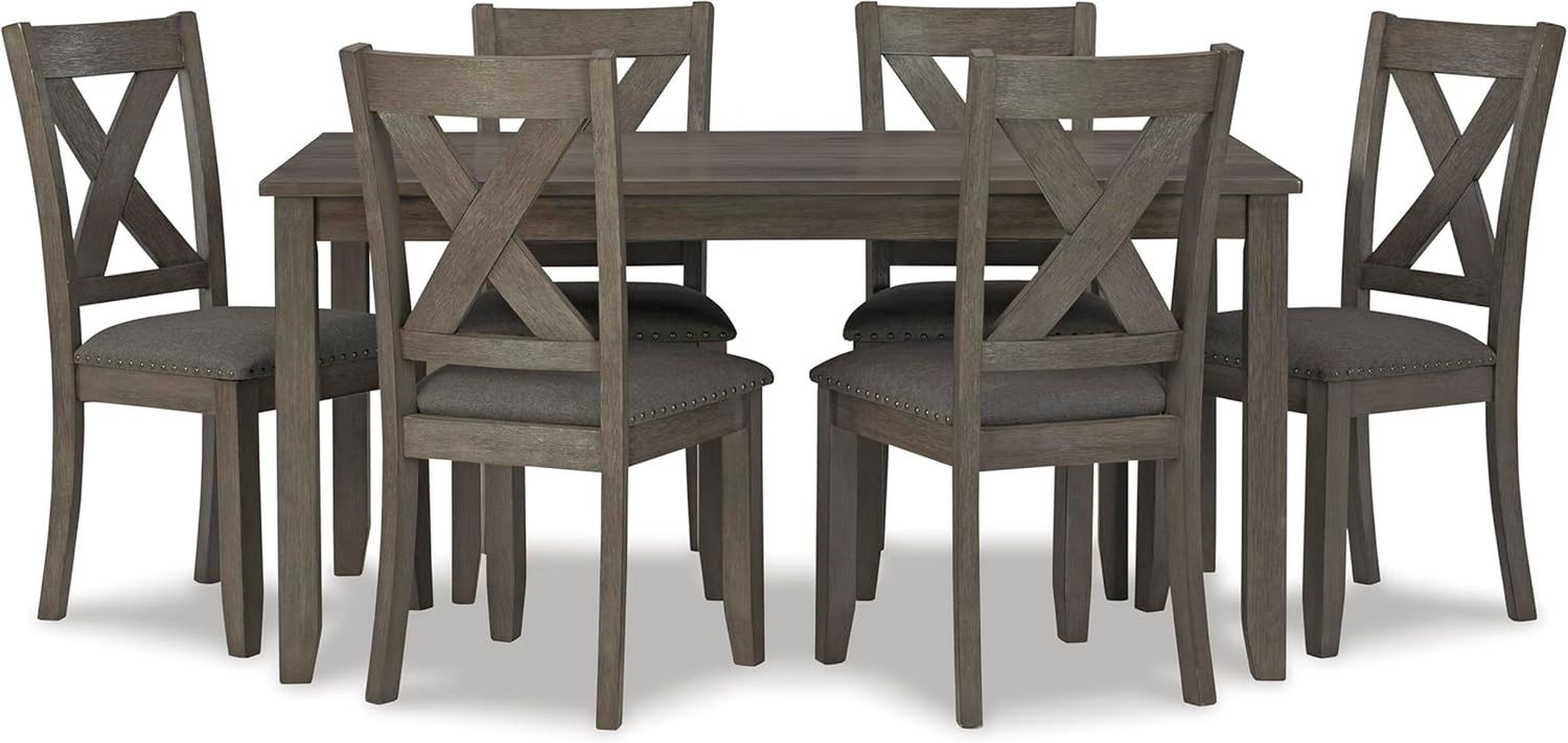 Caitbrook Rustic 7 Piece Dining Set Gray Table And Chairs