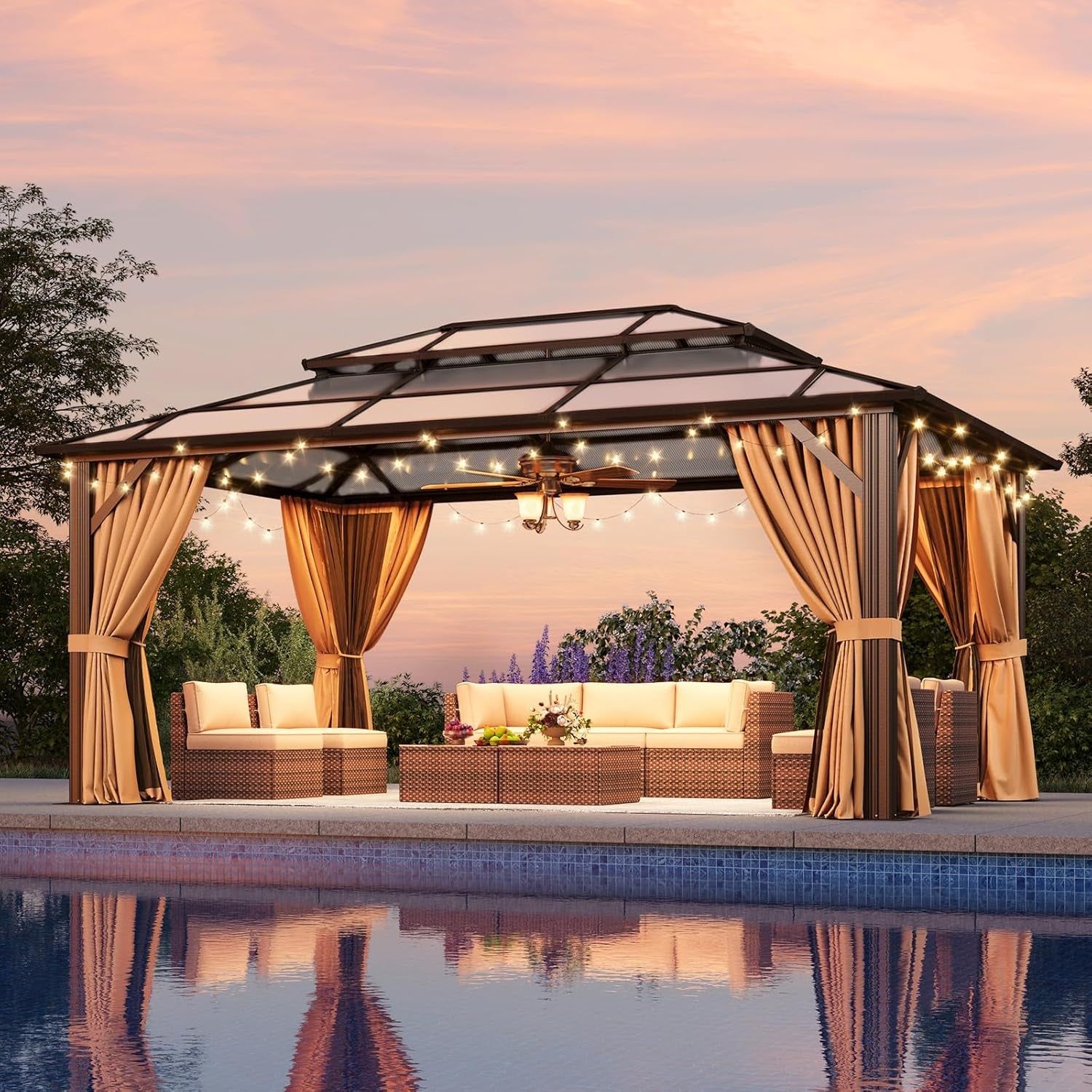 12X16 Hardtop Gazebo For Lawn Patio Outdoor Use Garden Decor