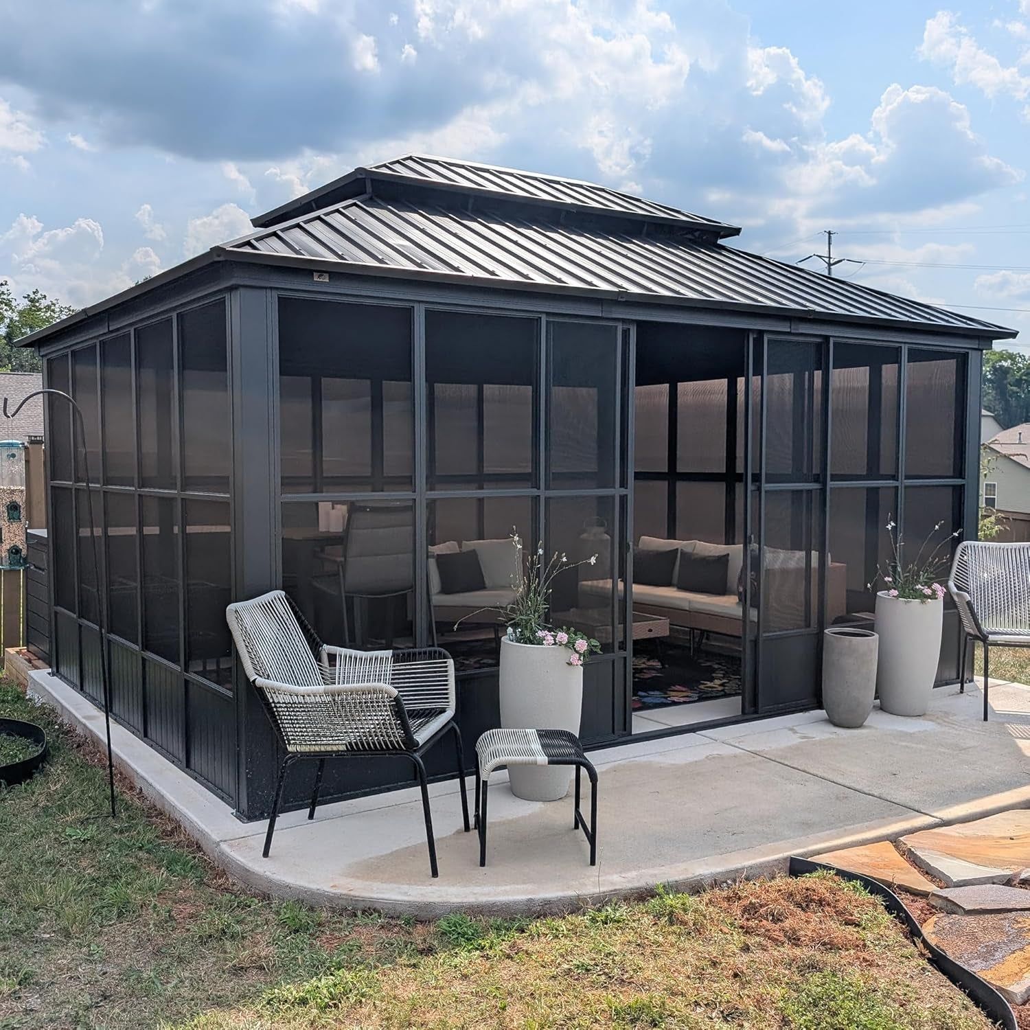 12x16 Solarium Sunroom Gazebo With Hardtop Grey Steel