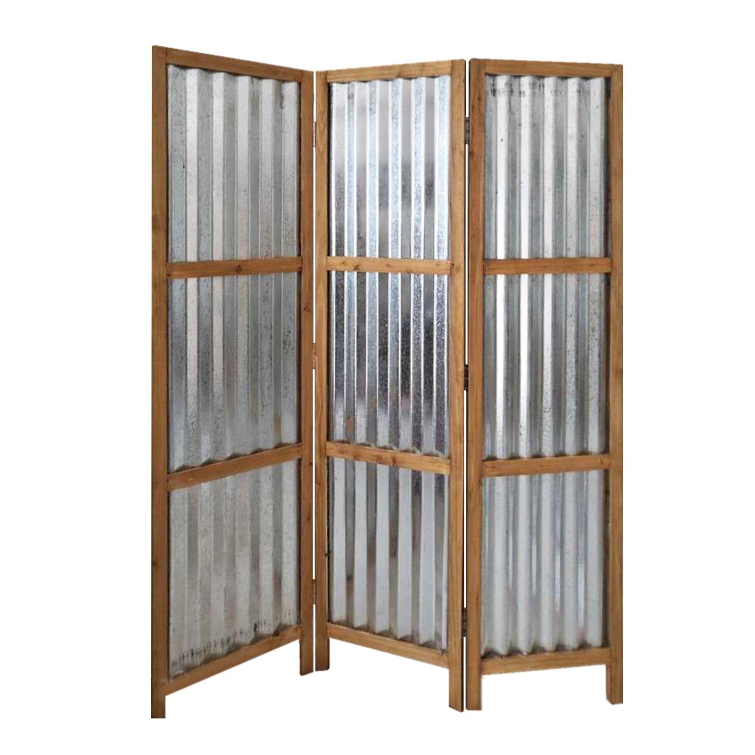 72&quot; Brown Folding Three Panel Screen Room Divider