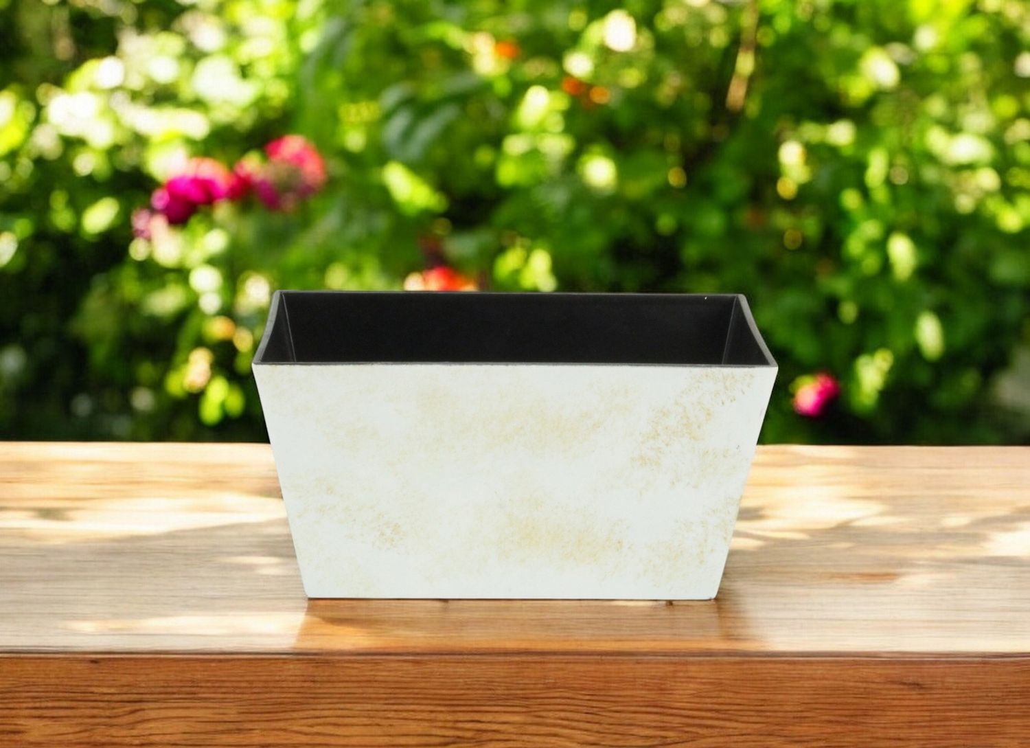 8&quot; Cream Recycled Plastic Indoor Outdoor Rectangular Planter Box