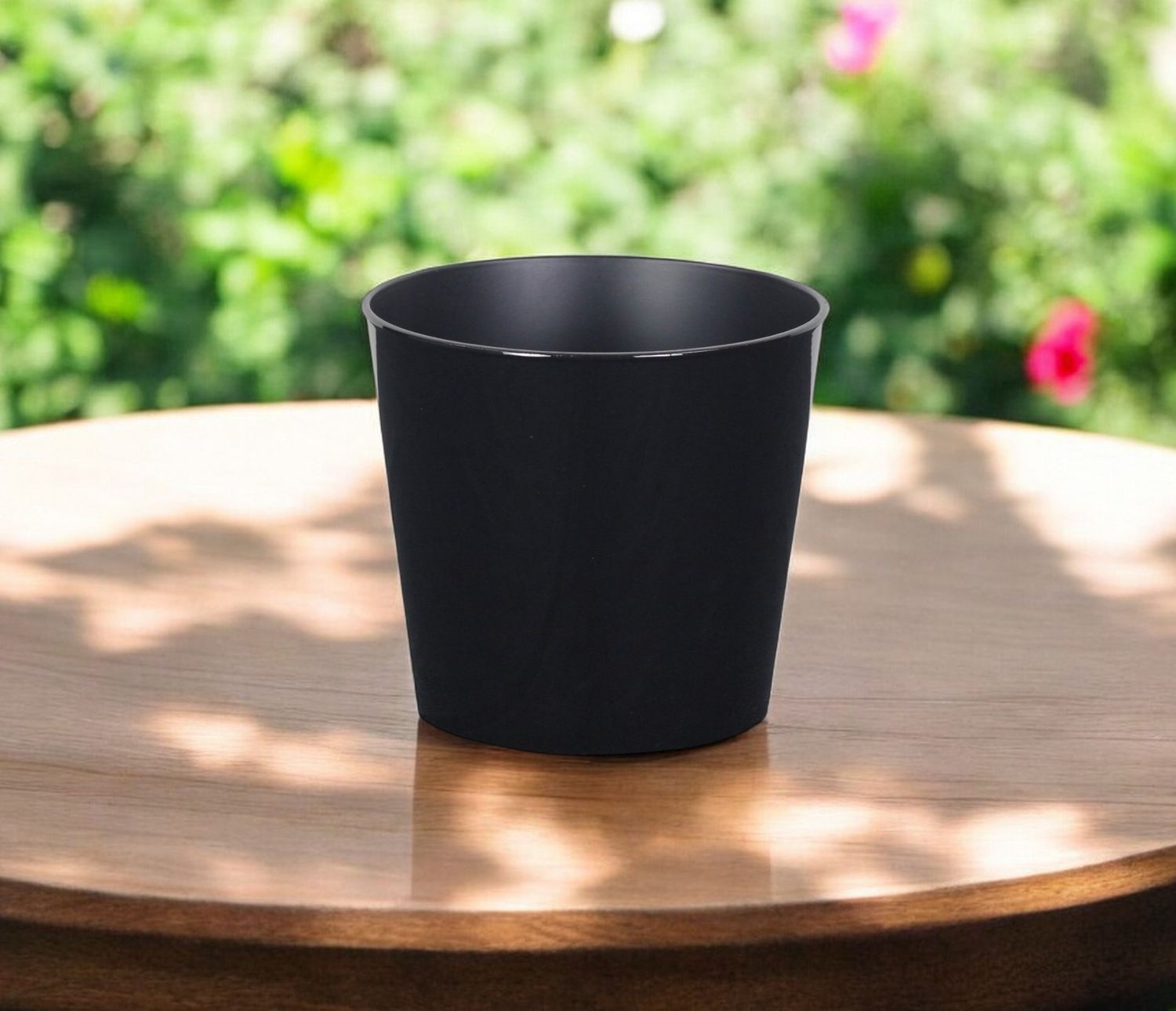 7&quot; Black Recycled Plastic Indoor Outdoor Round Pot Planter