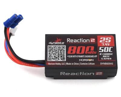 Dynamite Reaction 2S 50C Hard Case LiPo Battery w/EC2 Connector (7.4V/800mAh)