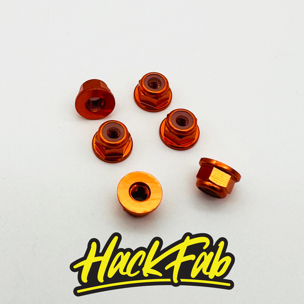 Losi Mini-T 2.0/Mini-B 3mm Aluminum Flanged Wheel Nuts (6) (Orange)