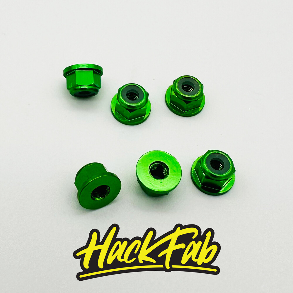 Losi Mini-T 2.0/Mini-B 3mm Aluminum Flanged Wheel Nuts (6) (Green)