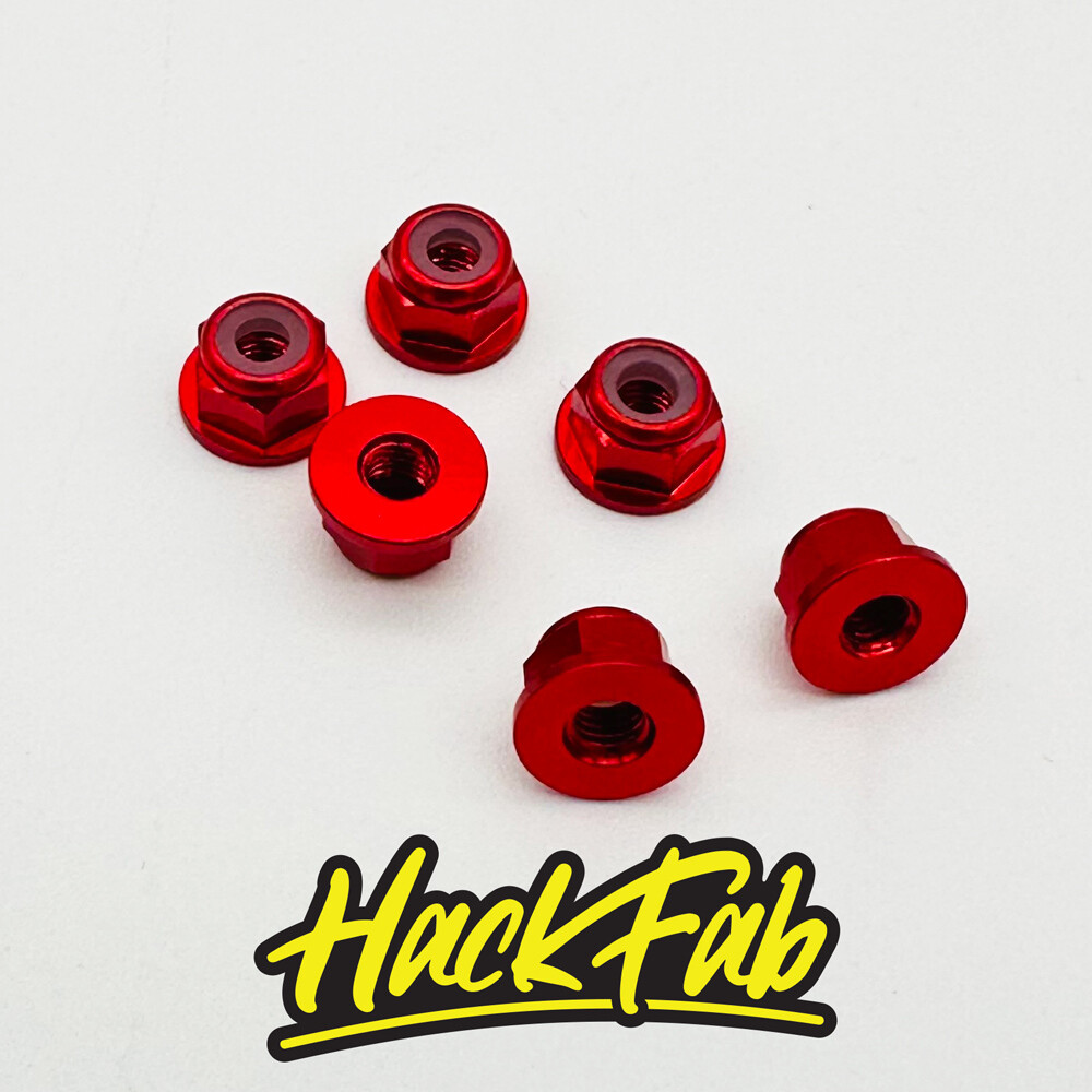 Losi Mini-T 2.0/Mini-B 3mm Aluminum Flanged Wheel Nuts (6) (Red)