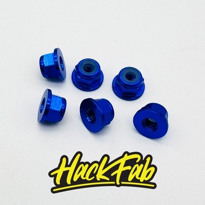 Losi Mini-T 2.0/Mini-B 3mm Aluminum Flanged Wheel Nuts (6) (Dark Blue)
