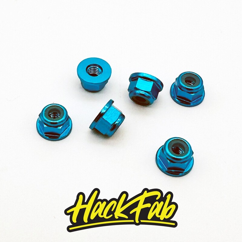 Losi Mini-T 2.0/Mini-B 3mm Aluminum Flanged Wheel Nuts (6) (Light Blue)