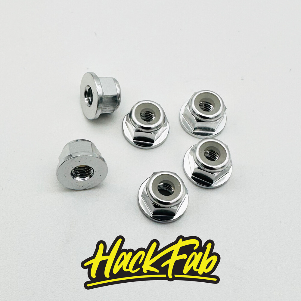 Losi Mini-T 2.0/Mini-B 3mm Aluminum Flanged Wheel Nuts (6) (Silver)