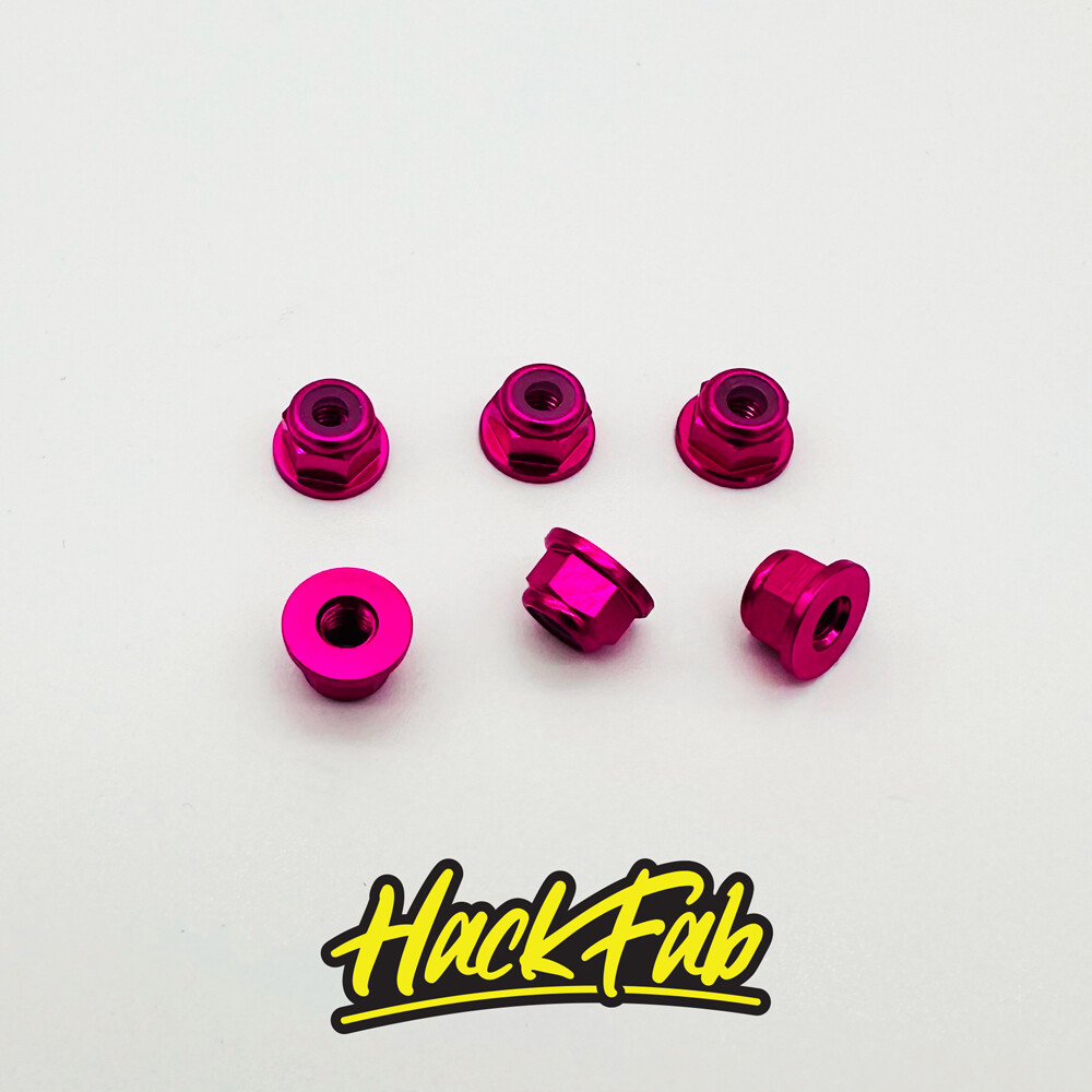 Losi Mini-T 2.0/Mini-B 3mm Aluminum Flanged Wheel Nuts (6) (Pink)