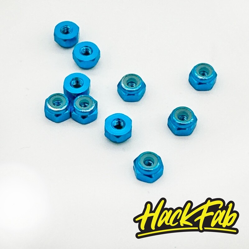 Losi Mini-T 2.0/Mini-B 2mm Aluminum Lock Nuts (10) (Light Blue)