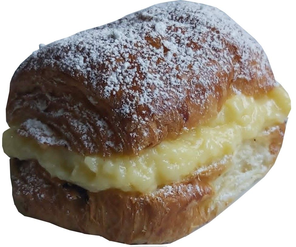 A LARGE CHOCOLATE ROLL FILLED WITH PASTRY CREAM