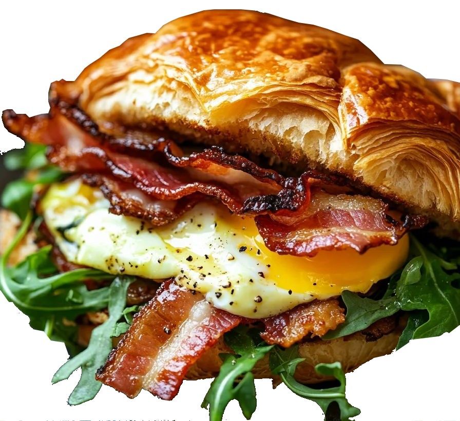 CROISSANT, EGG, CRISPY BACON, RUCOLA