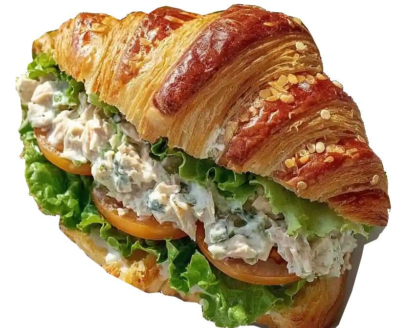 CROISSANT, TUNA SALADE &amp; SLICED PEACH, LETTUCE