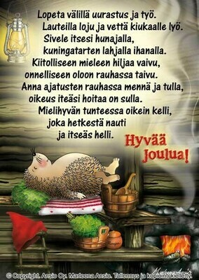 Joulukortti Marleena Ansio: saunova siili Joulukortti Marleena Ansio: saunova siili