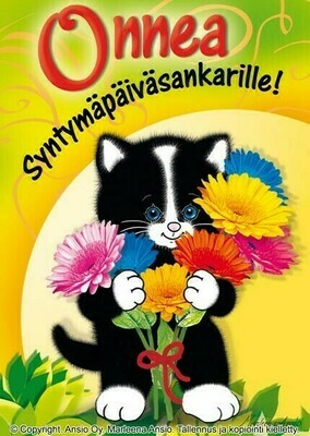 Kortti Marleena Ansio: onnittelukissa Kortti Marleena Ansio: onnittelukissa